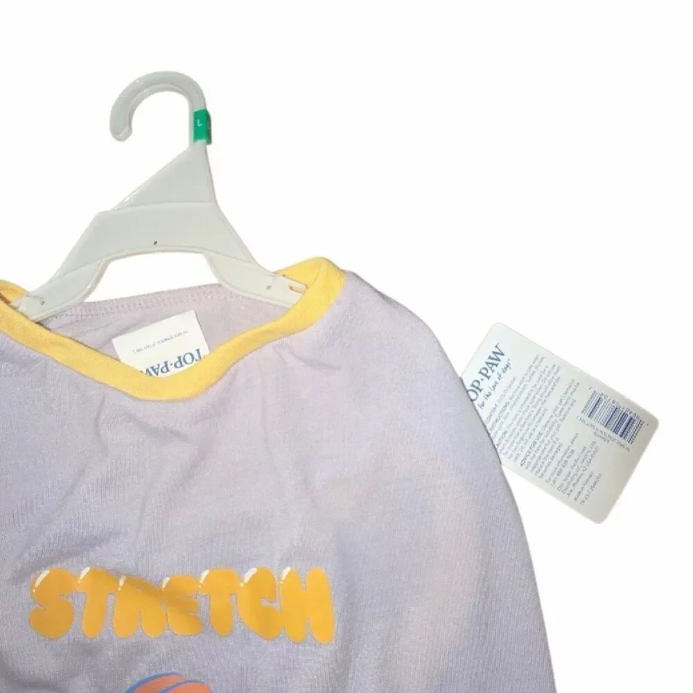 Pet t-shirts L dog shirt TOP PAW “Stretch it Out” balloon anima purple + yellow